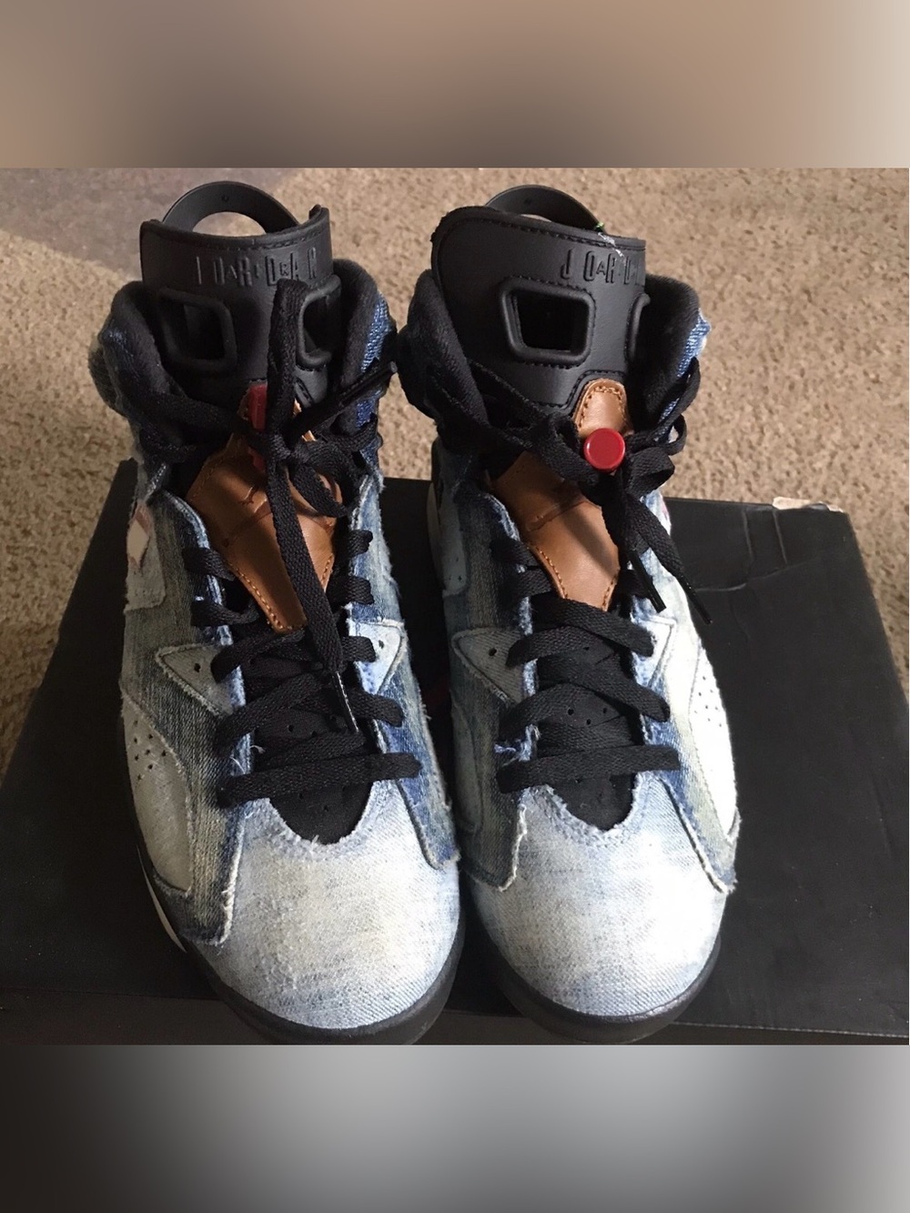 Custom Altered Bleached and Tags added Air Jordan 6 Wash Denim